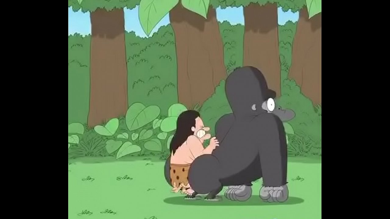 Gorila gozando na penetrada selvagem do tarzam dotado